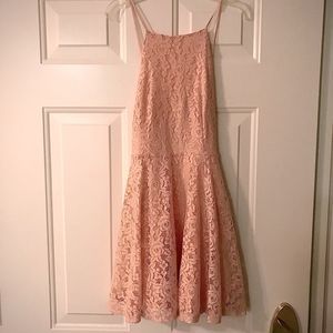 Peach Pink Lace Dress with Cut Out Back- Size S